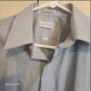 Ketch Men's Light Blue Pin Stripe Dress Shirt Long Sleeved 32/33